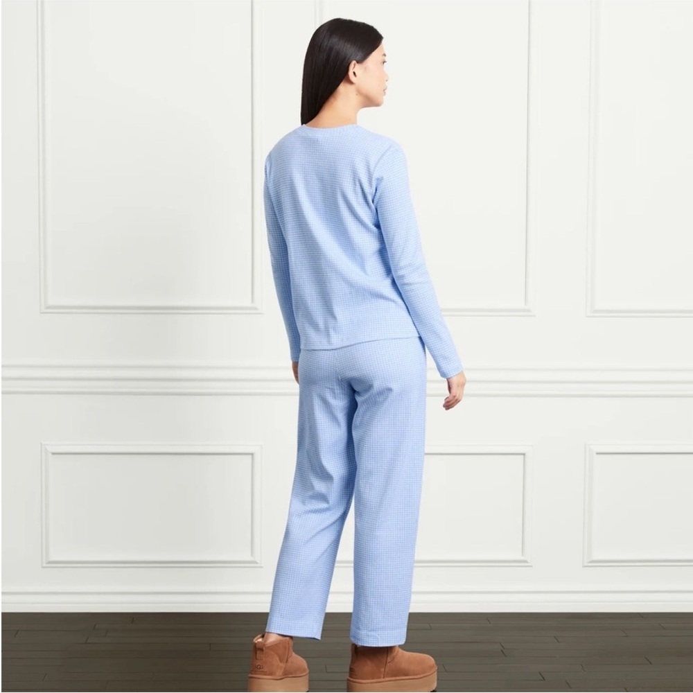 Hill House Pajama Set Women's Size XS Blue Gingham Organic Cotton Sleepwear Set - Picture 3 of 7